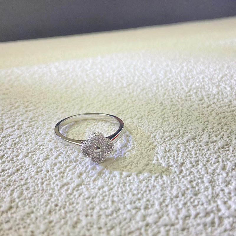 Mini Full Paved Zircon Clover Dainty Ring - Image 3