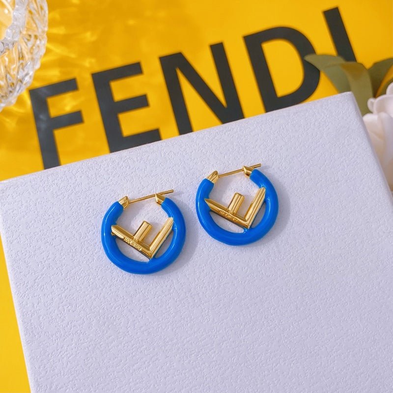 FENDI Porcelain Metal F-shaped Stud Earrings - Image 6