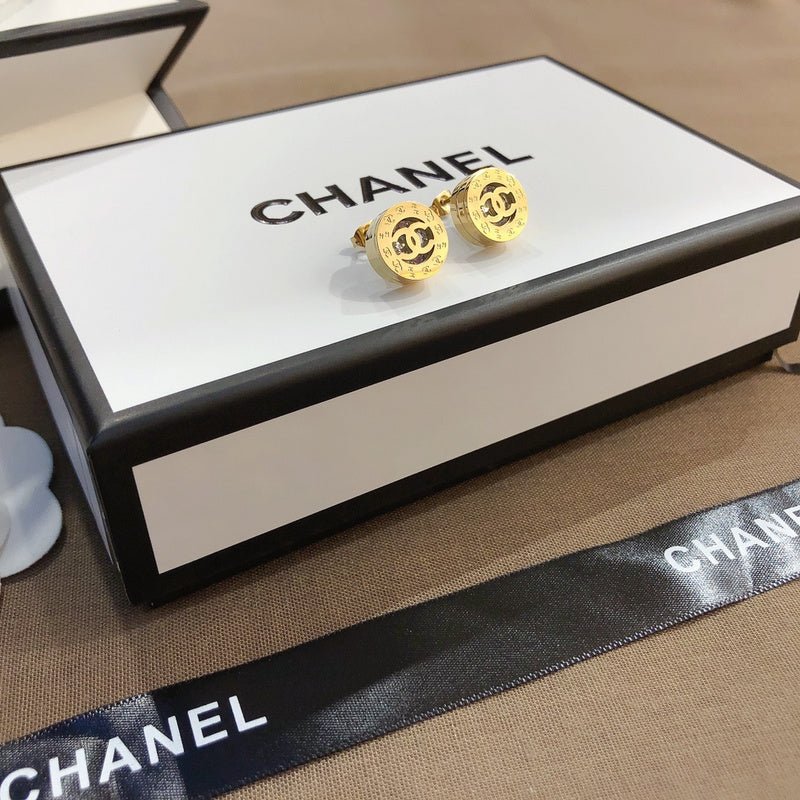 Alternative view of CHANEL Gold Rhinestone Round CC Stud