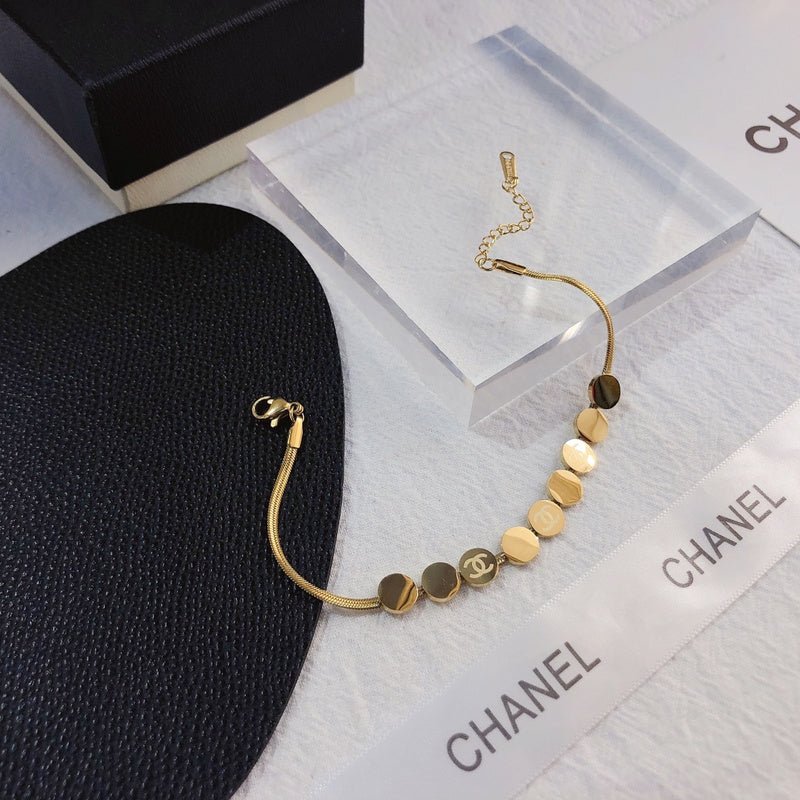 Alternative view of Chanel Round Disc Snake Bone Metal Bracelet