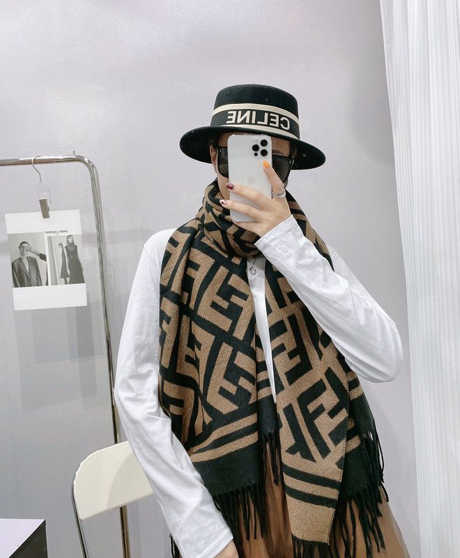 Fendi Wool Blend FF Monogram Fringe Scarf - Image 4