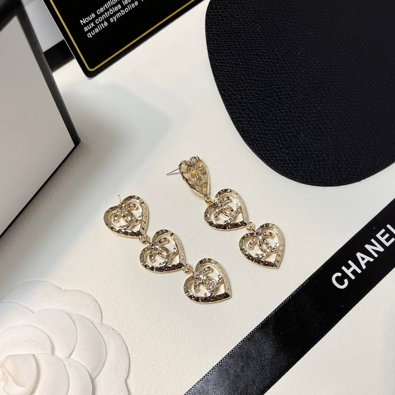 Chanel Hollow Crystal Layered Heart CC Drop - Image 5