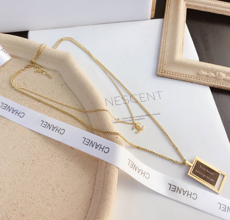 Alternative view of Chanel Two-Tone Rectangular Tag Double Chain