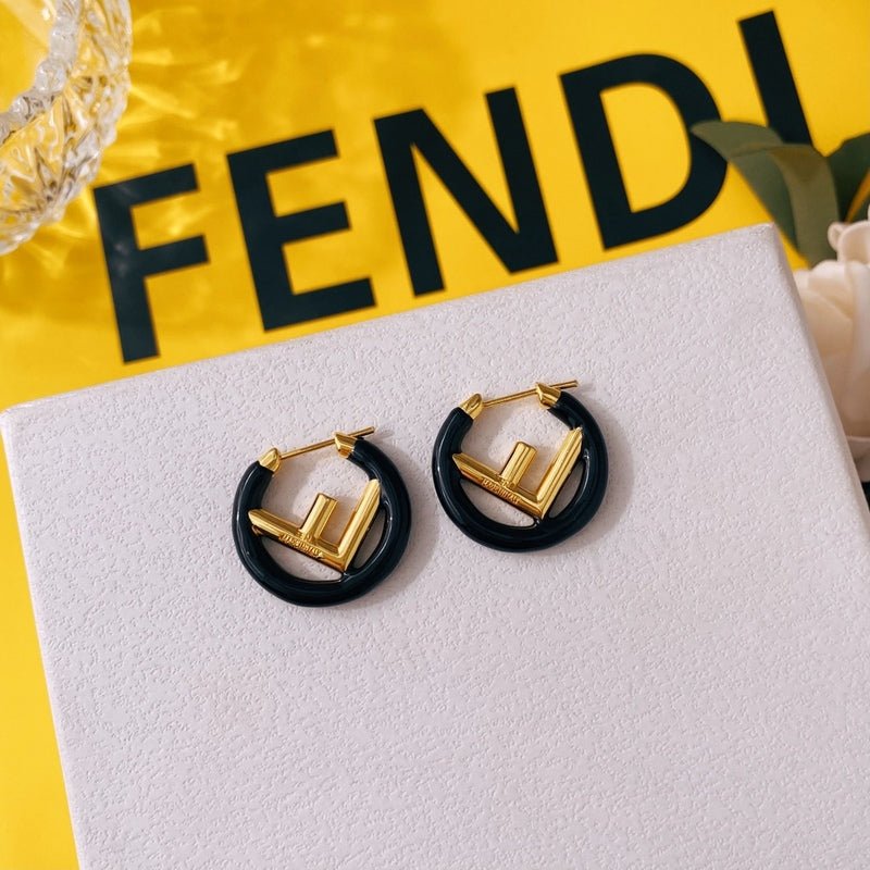 FENDI Porcelain Metal F-shaped Stud Earrings - Image 5
