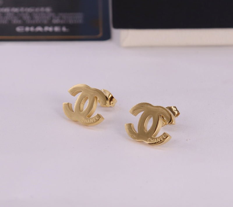 Alternative view of CHANEL Multi-Tone Solid Metal CC Stud Earrings Set