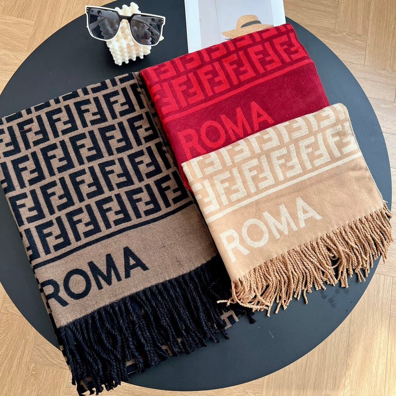 Fendi Wool Blend Reversible Roma Scarf