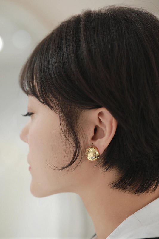 Chanel Hammered Round Logo Stud Earrings Two-Tone - Image 4