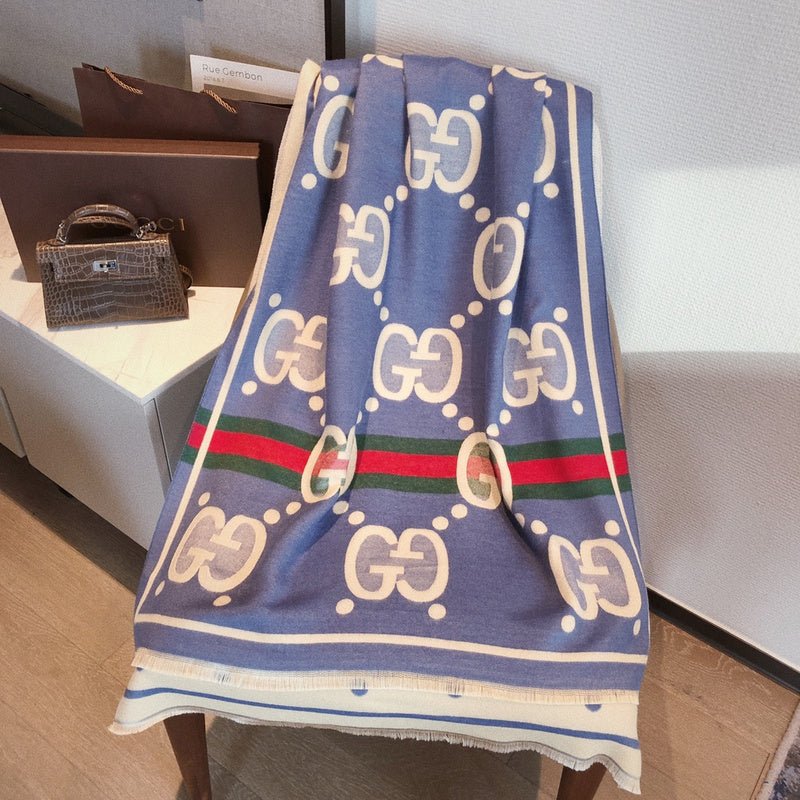 GUCCI Wool Web Stripe GG Scarf - Image 5