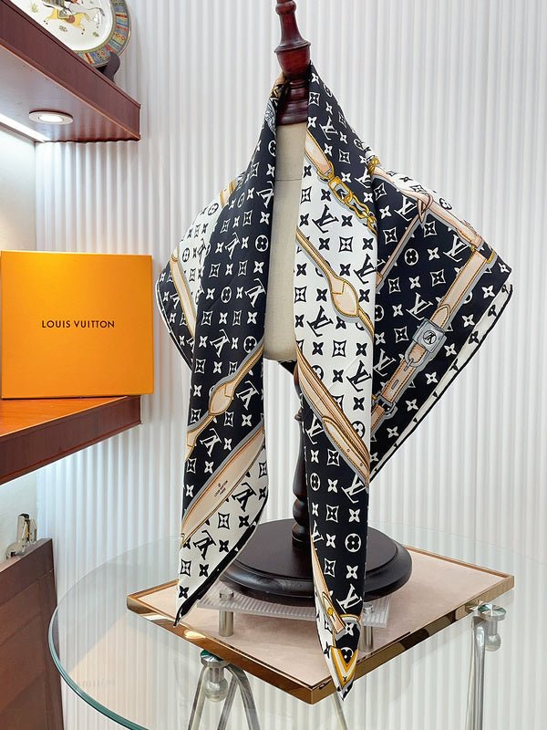 LV Classic Leather Hardware Printed Square Scarf - Image 3