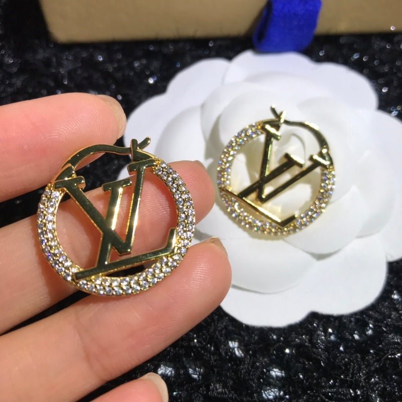 Alternative view of LV Crystal Logo Hoop Earrings