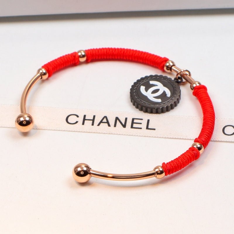 Alternative view of Chanel Red Cord Rose Gold Bottle Cap CC Bracelet