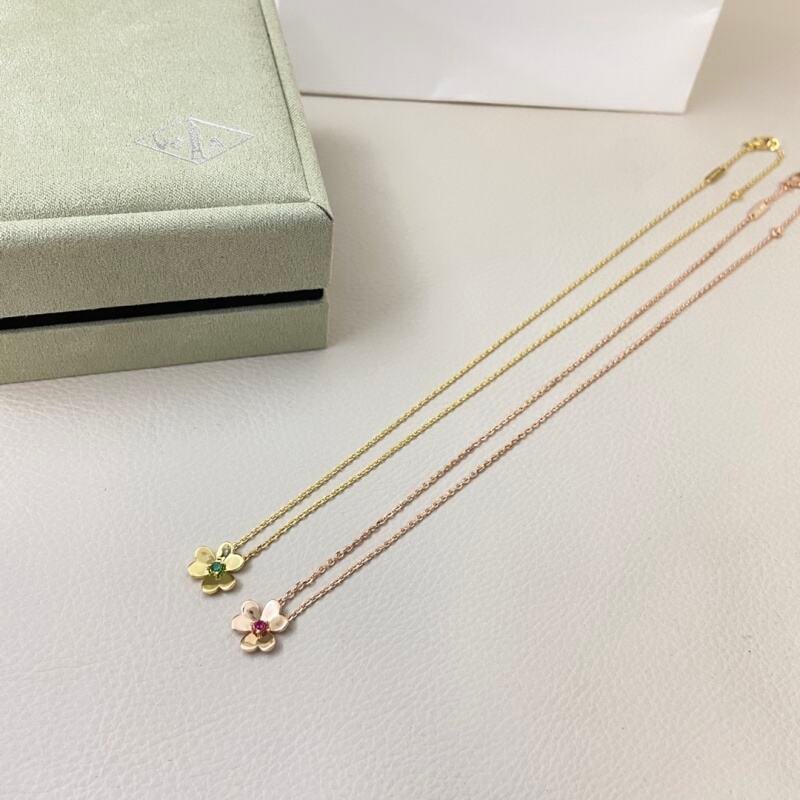 Alternative view of VCA Dual Green & Red Diamond Clover Necklace
