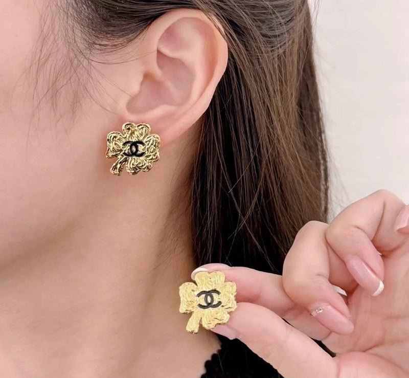 Chanel Metal Clover Stud Earrings