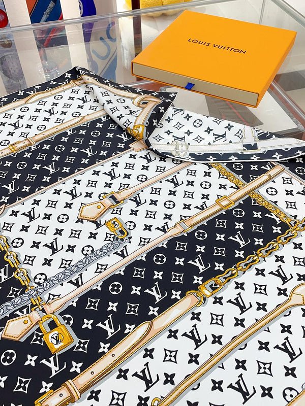 LV Classic Leather Hardware Printed Square Scarf - Image 5