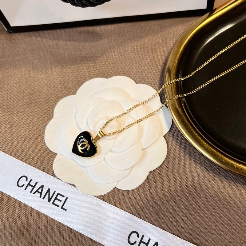 Alternative view of Chanel Enamel Gold Heart Pendant Necklace