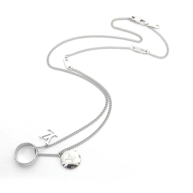 LV Two-Tone Logo Necklace - Image 7