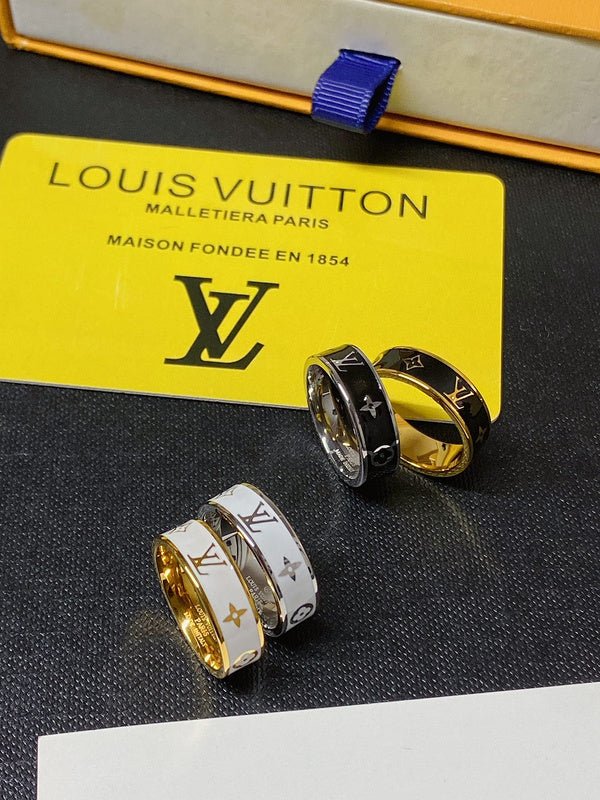 LV Two-Tone Enamel Band Clean-Lined Ring - Image 3