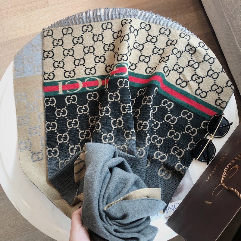 GUCCI Wool Web Stripe Gradient GG Shawl - Image 3