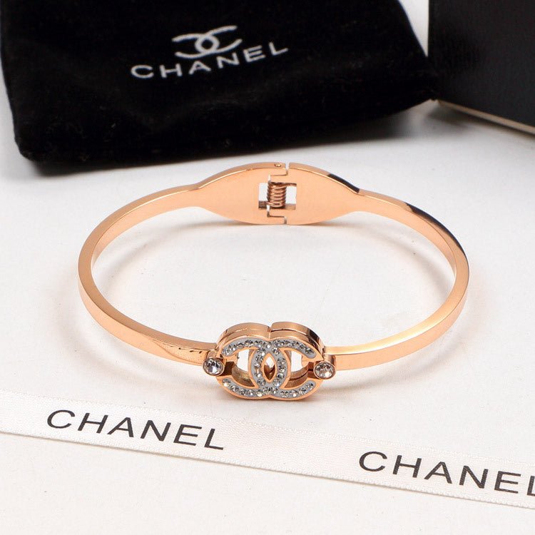 Chanel Paved Rhinestone Double C Cuff - Image 3
