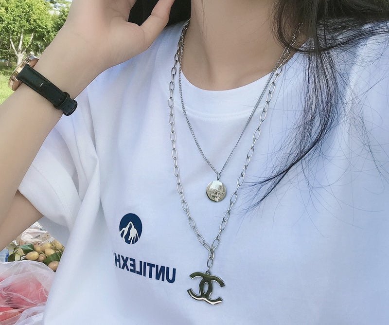 Chanel Silver CC Dual Necklace - Image 3