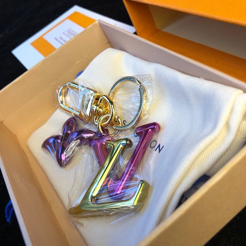 Alternative view of LV Iridescent Heart Ornament Logo Keychain
