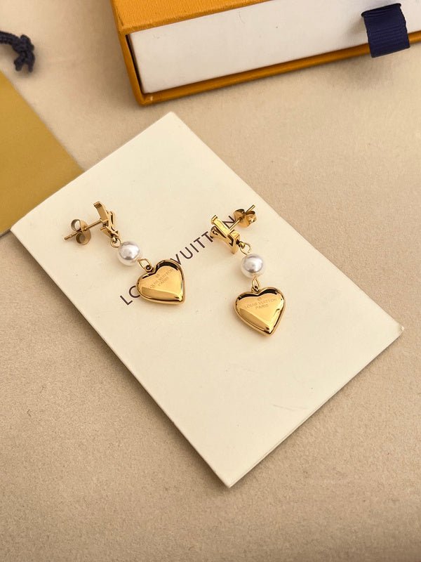 Alternative view of LV Pearl Heart Drop Earrings