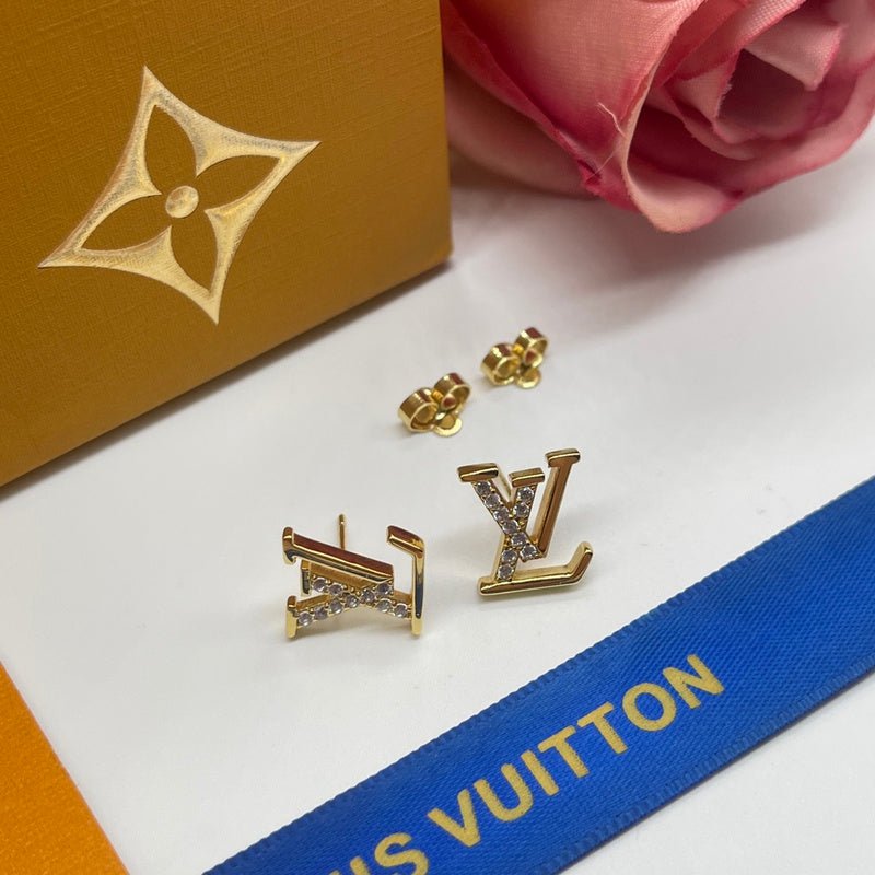Alternative view of LV Crystal Logo Stud Earrings