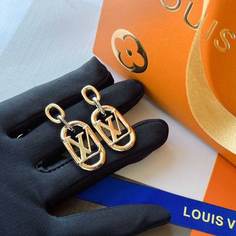 Alternative view of LV Oval Logo Drop Earrings