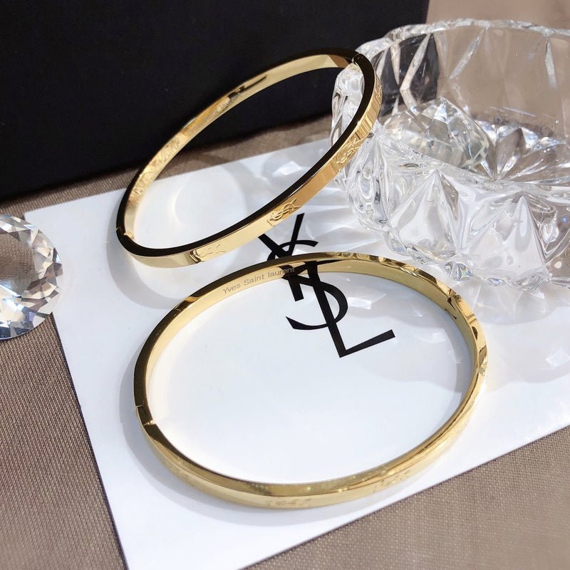 YSL Gold Logo Bangle Set - Image 5