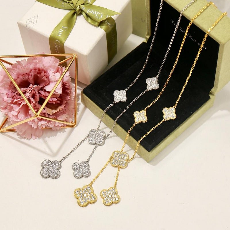 VCA Multi Diamond Clover 316L Steel Necklace