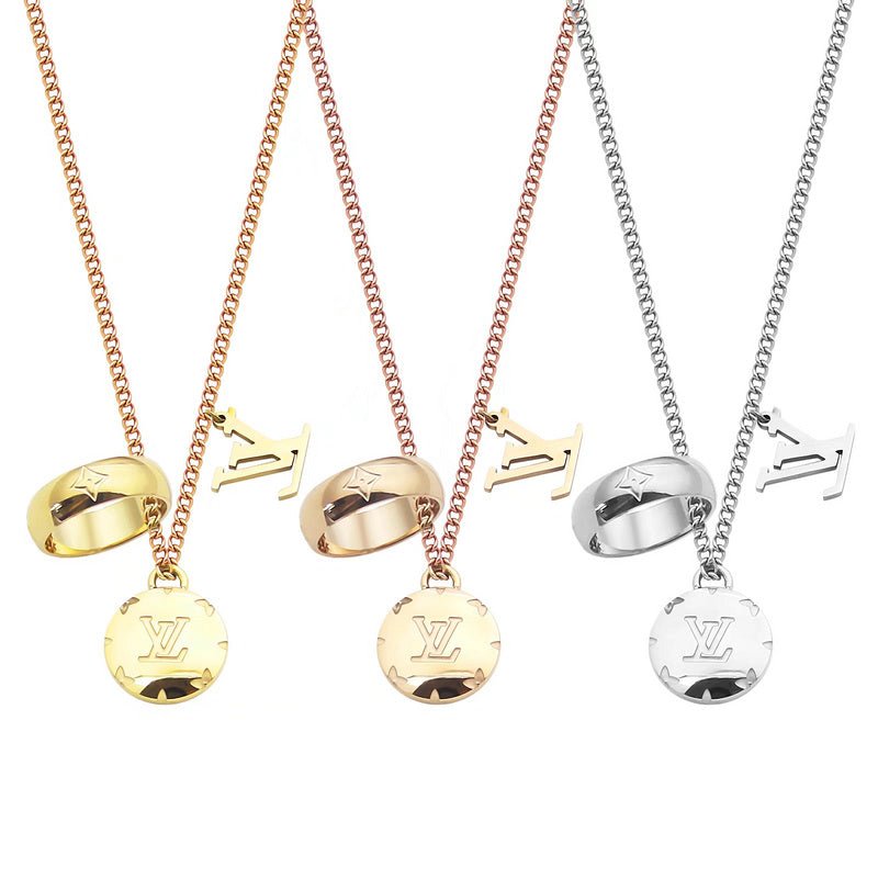 LV Two-Tone Logo Necklace - Image 5