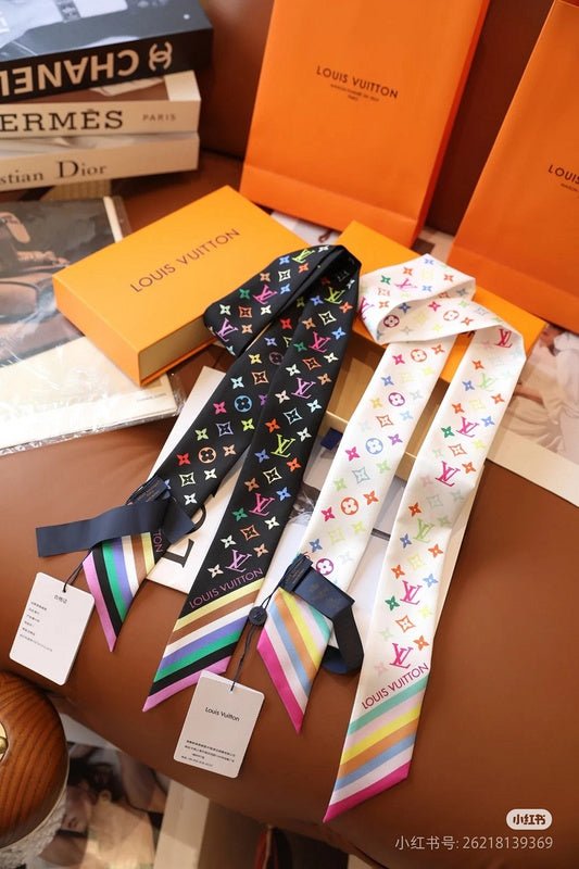 LV Multicolor Monogram Twilly Print Base Scarf - Image 6