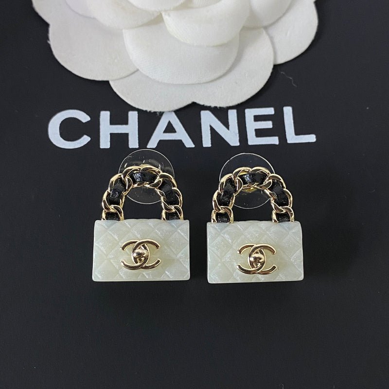 Chanel Quilted Handbag Shape Stud Earrings - Image 4