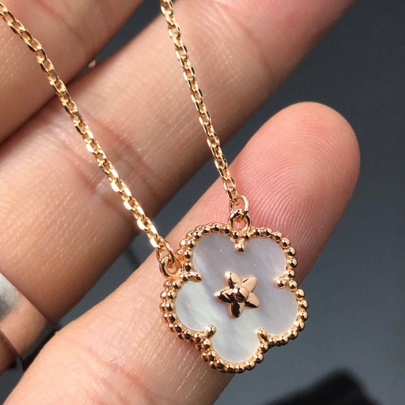 Alternative view of White Shell Single Clover Gold Necklace