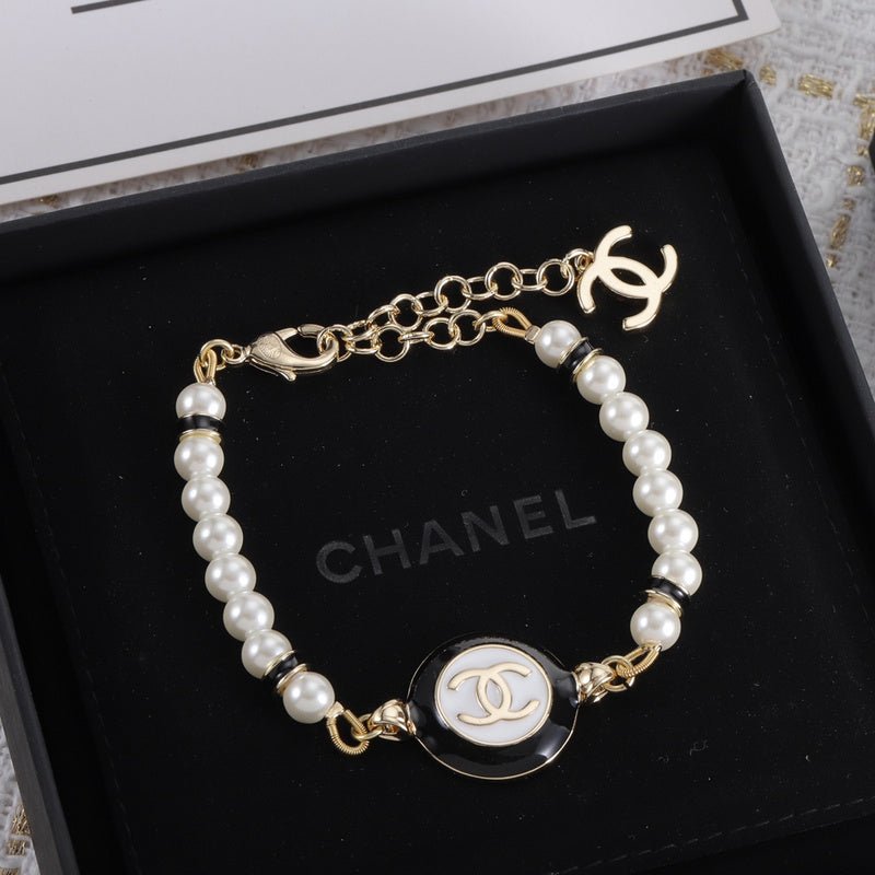 Chanel Pearl Enamel Double C Bracelet - Image 6