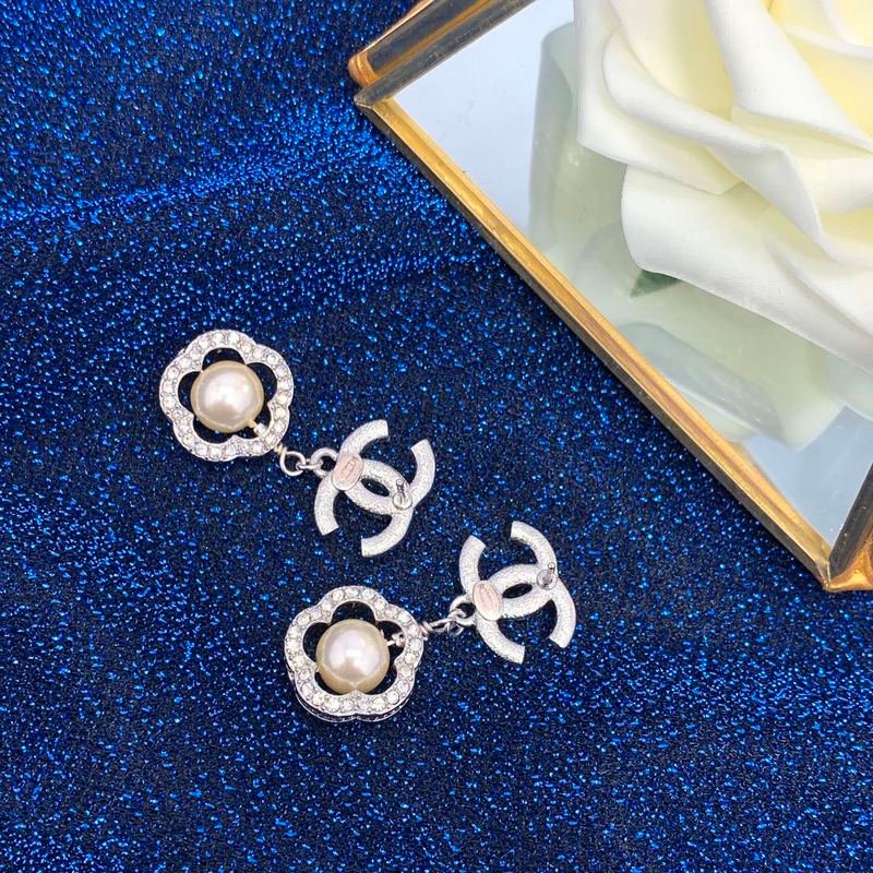 Alternative view of Chanel Silver Crystal Pearl Flower Earrings