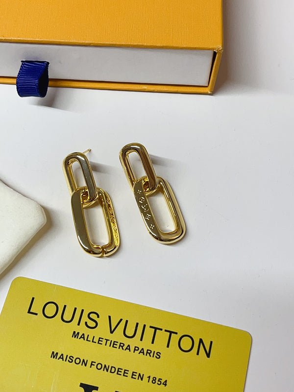 LV Chain Link Drop Understated Earrings - Image 6