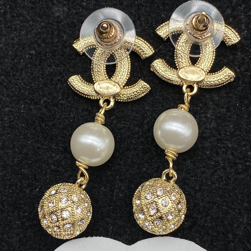 Alternative view of Chanel Double C Pearl Rhinestone Tassel Earrings