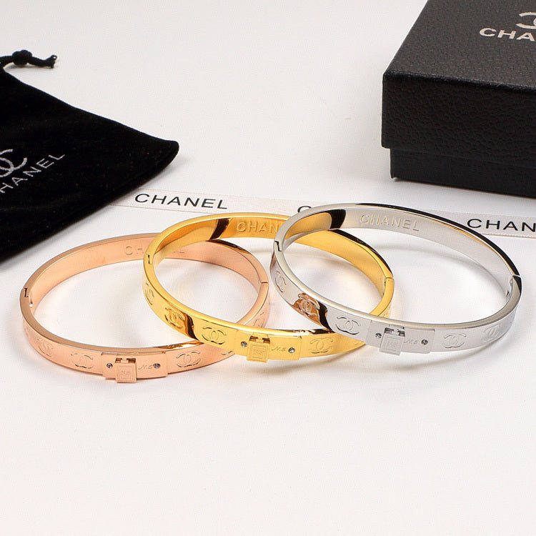 Chanel Engraved Logo Snap Bangle Trio - Image 3