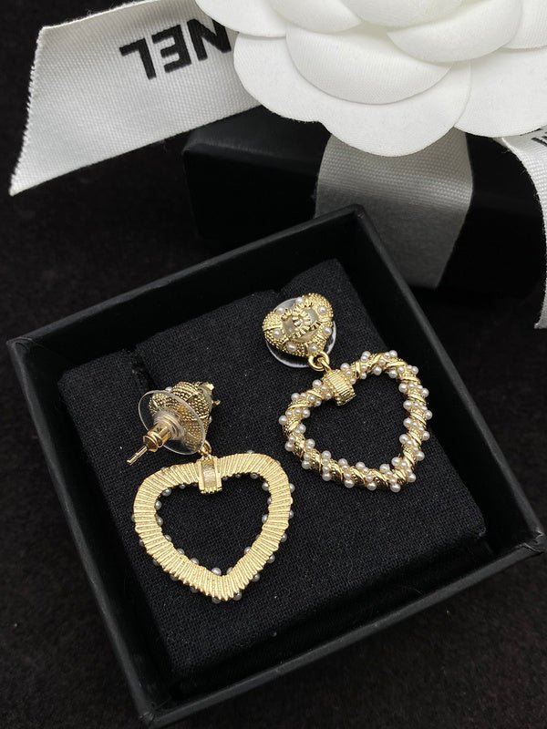 Alternative view of Chanel Twisted Pearl Hollow Heart Drop Earrings