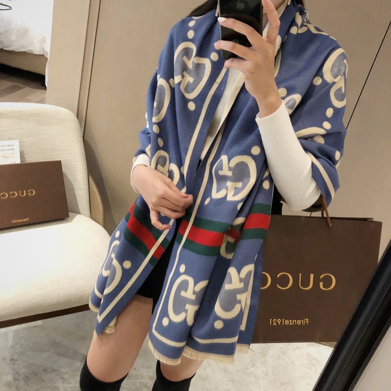 GUCCI Wool Web Stripe GG Scarf - Image 12
