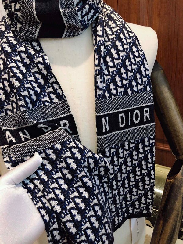 Dior Red White Monogram Pattern Warm Scarf - Image 12