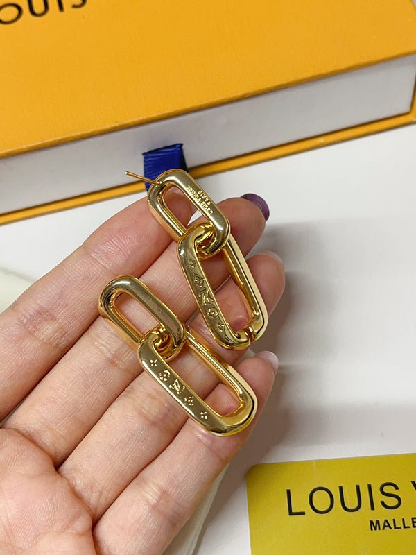 LV Chain Link Drop Understated Earrings - Image 3