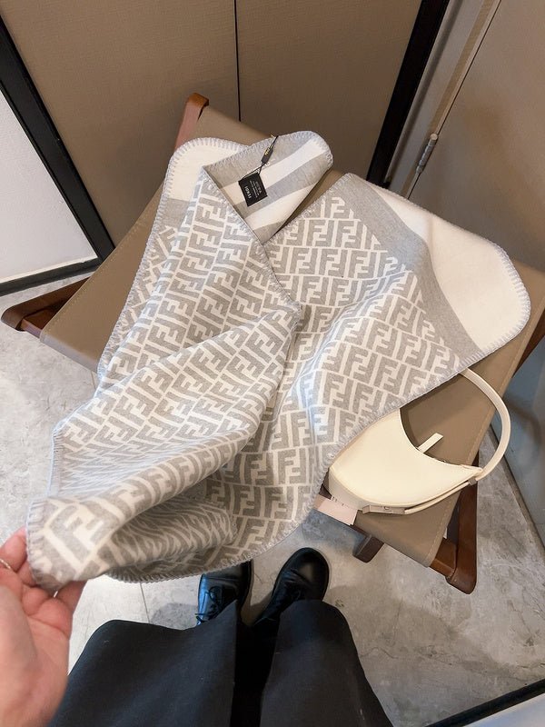 Fendi Wool Blend FF Monogram Shawl - Image 9