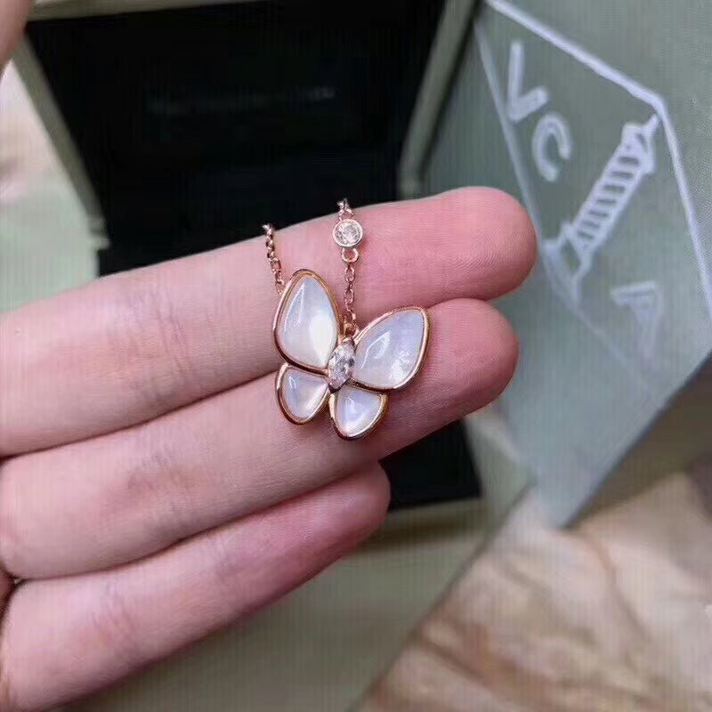 VCA White Mother Of Pearl Butterfly Necklace - Image 4