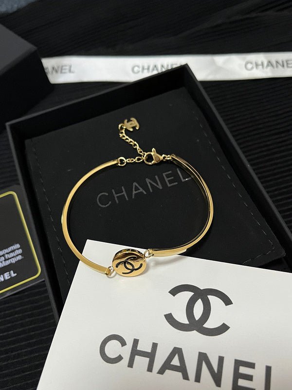 Alternative view of Chanel Oval Logo Thin Gold Bracelet