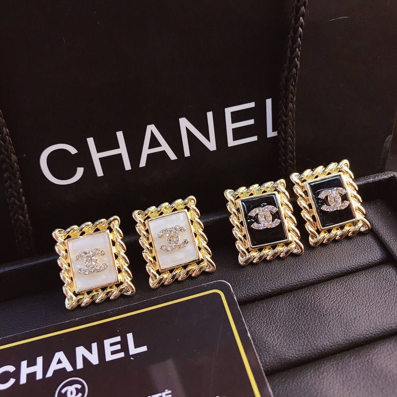 Chanel Twisted Border Square Double C Stud Earrings - Image 4