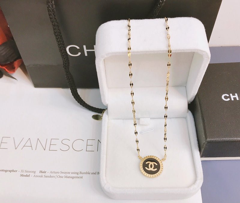 Alternative view of Chanel Gold Chain Black Enamel CC Necklace