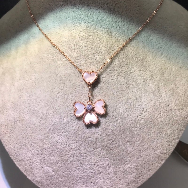 Four Heart Enamel Clover Women Necklace - Image 6