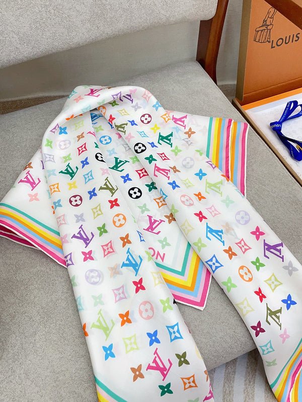 LV Multicolor Monogram Square Silk Scarf - Image 7